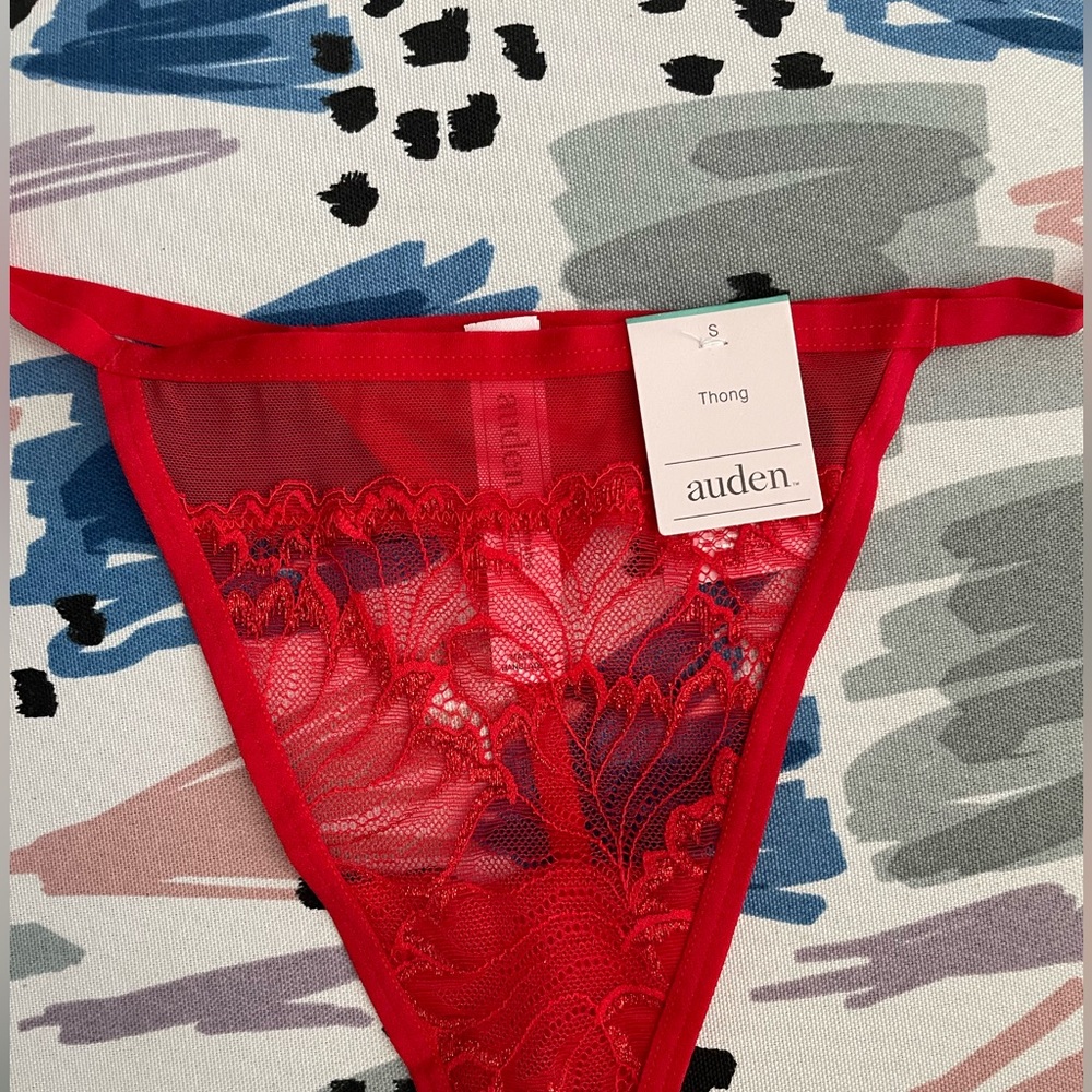 Red lace thong